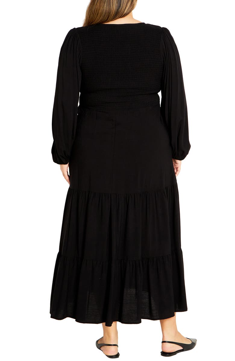 City Chic Jayden Tiered Long Sleeve Dress, Alternate, color, 