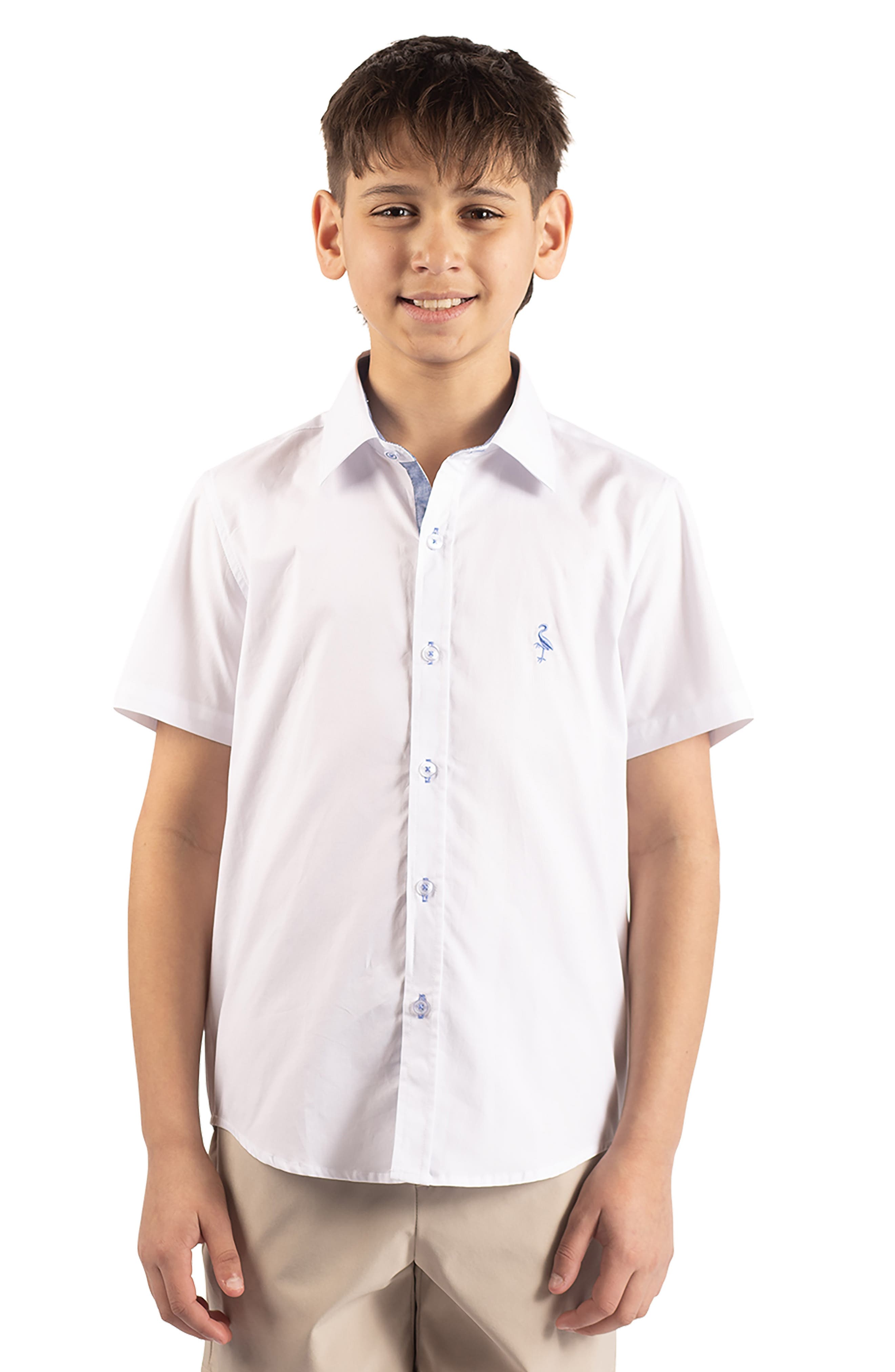TailorByrd Kids' Signature Cotton Oxford Short Sleeve Button-Up Shirt
