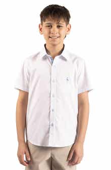 TailorByrd Kids' Signature Cotton Oxford Short Sleeve Button-Up Shirt