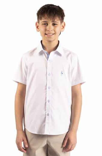 TailorByrd Kids' Signature Cotton Oxford Short Sleeve Button-Up Shirt