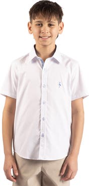 TailorByrd Kids' Signature Cotton Oxford Short Sleeve Button-Up Shirt