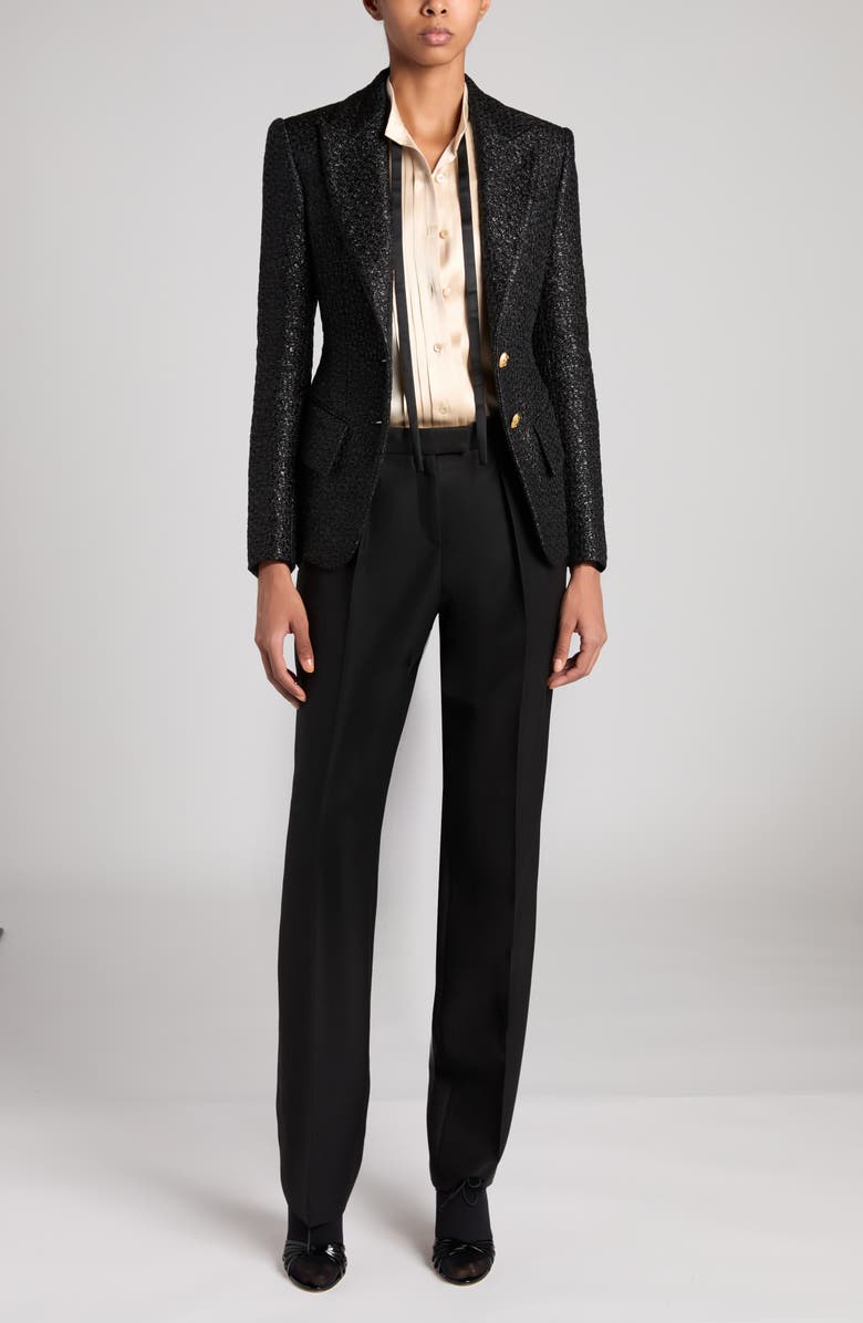 TOM FORD Pleated Wool, Mohair & Silk Twill Pants, Alternate, color, 