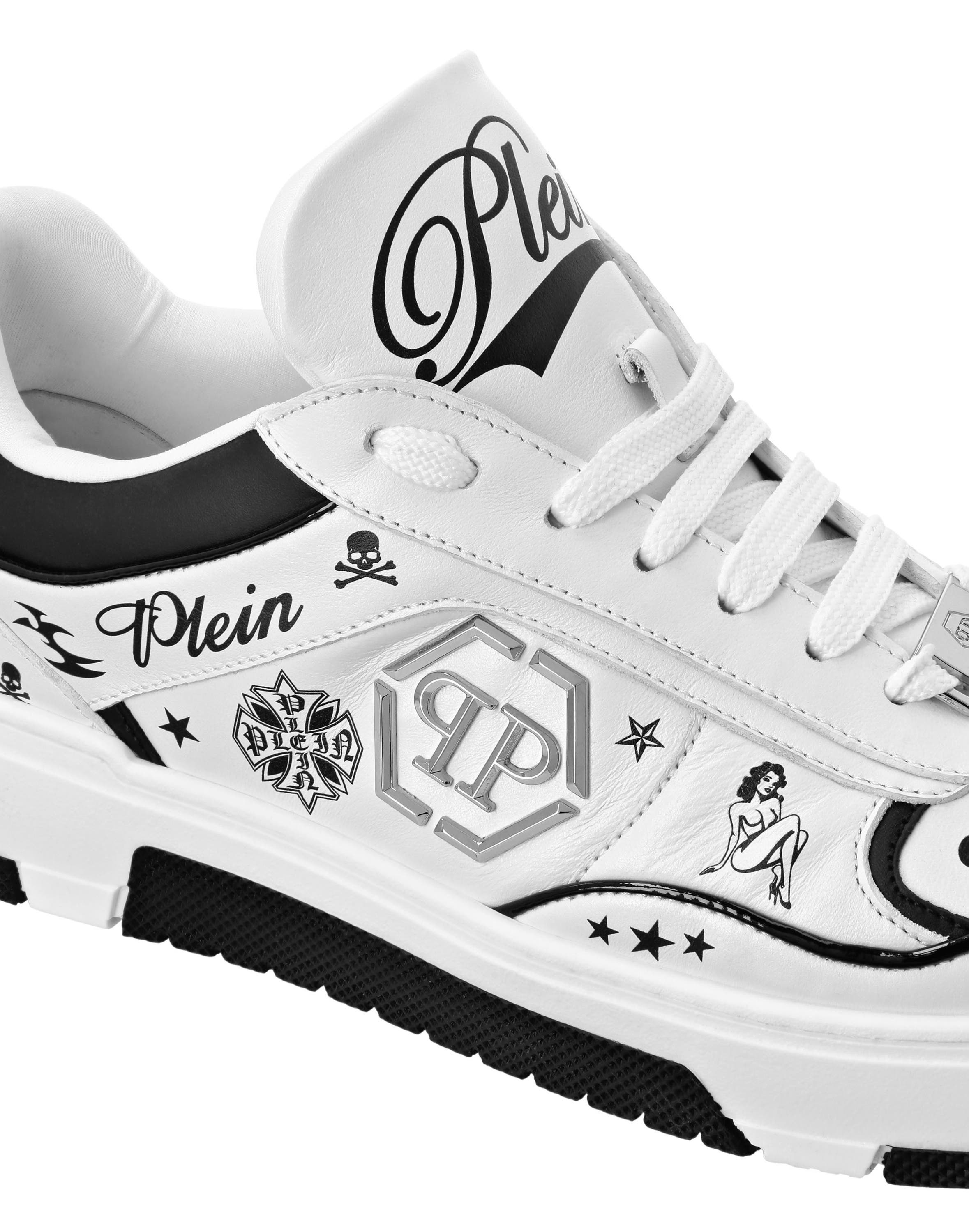 Nappa Leather Low Top Sneakers All-Over Plein Unisex, Alternate, color, white