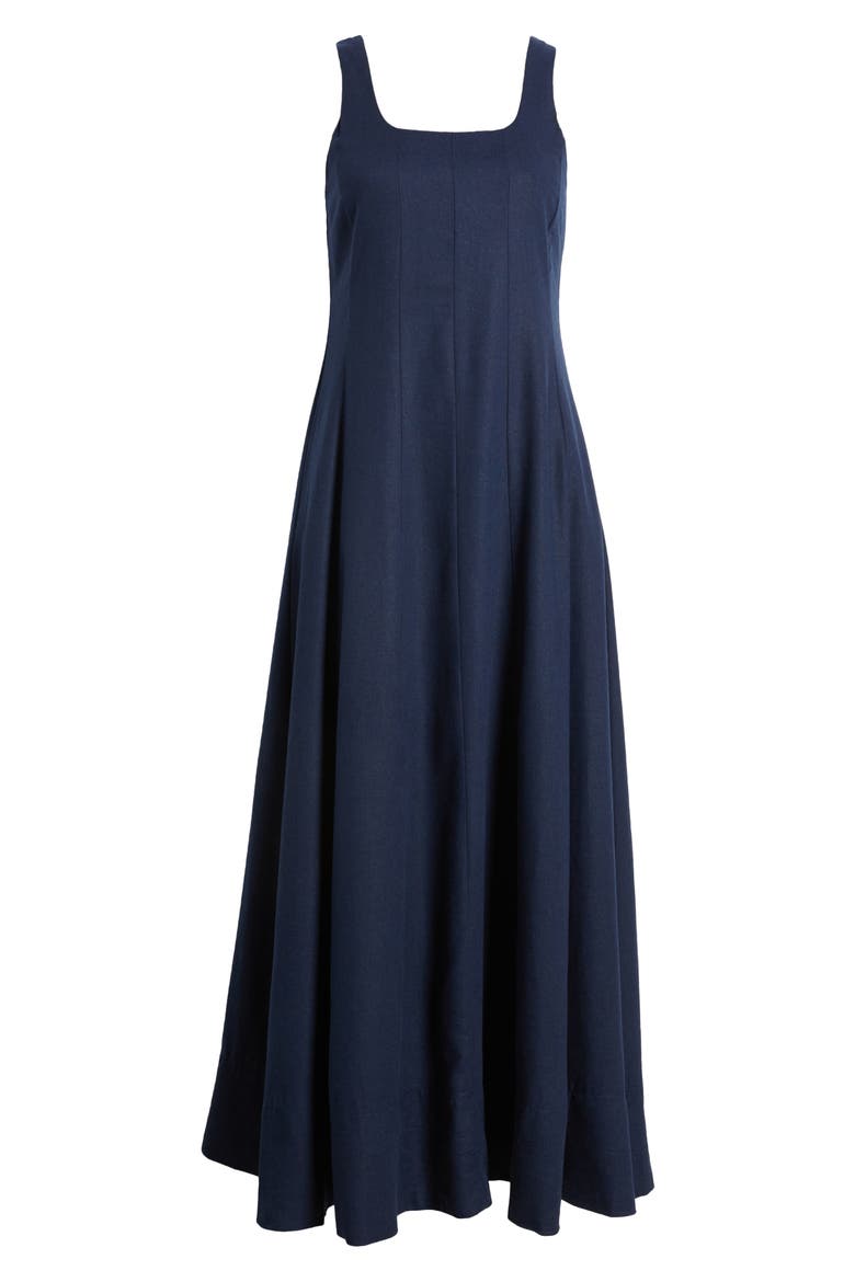 Linen Blend Maxi Dress, Alternate, color, CLASSIC NAVY