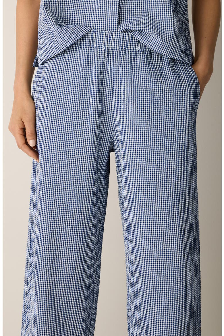 Check Print Wide Leg Ankle Pants, Alternate, color, LIGHT DIVE