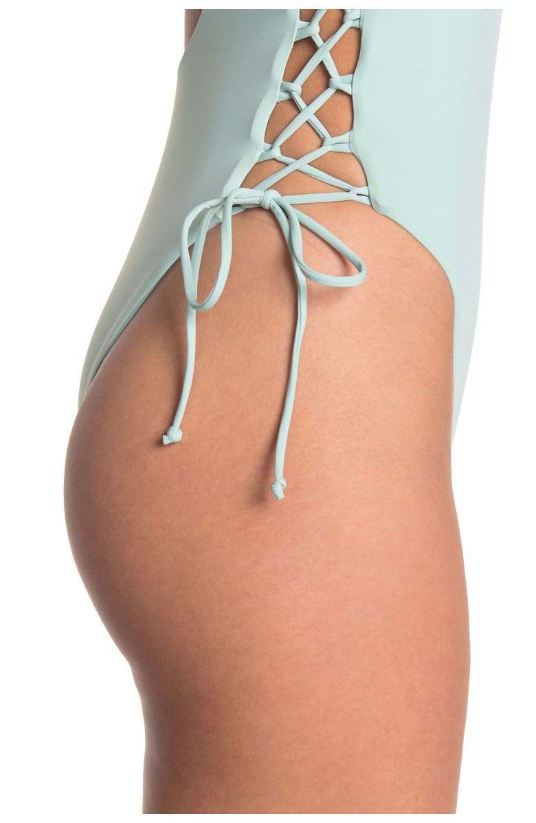 The Bikini Lab Solids Lace-up Side High-leg One Piece, Alternate, color, 