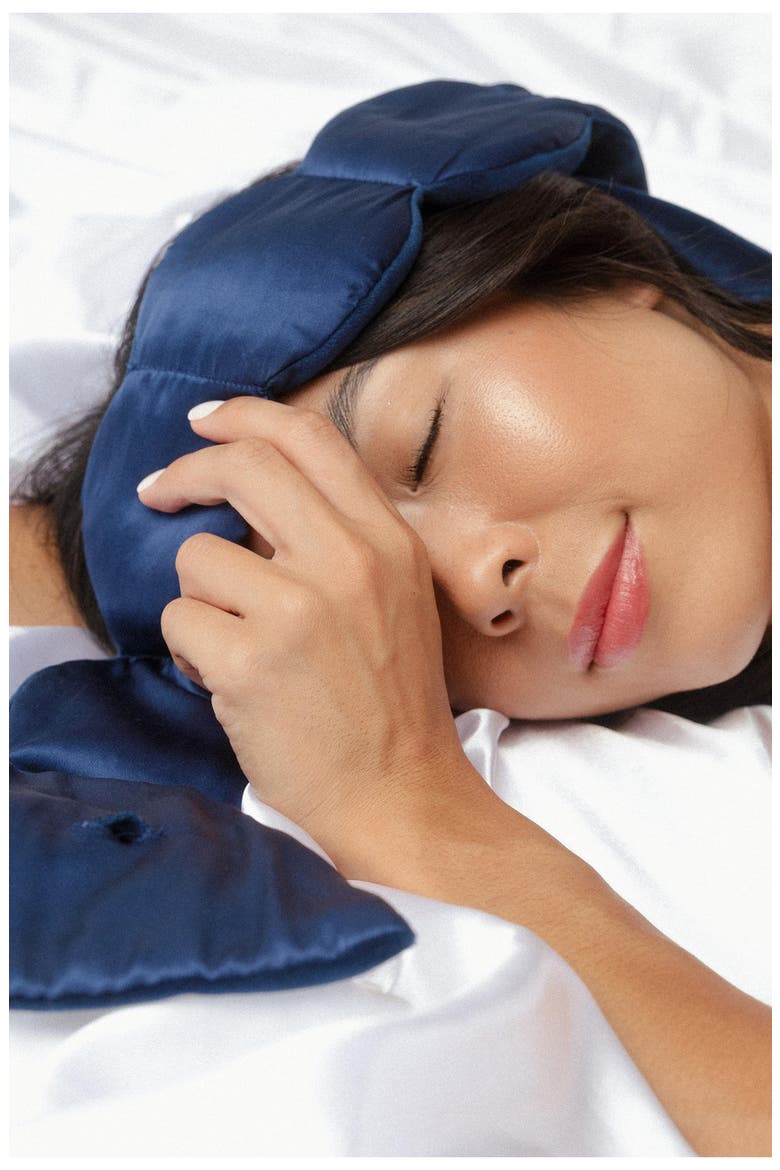 Silk & Velvet Weighted Sleep Mask, Alternate, color, SAPPHIRE