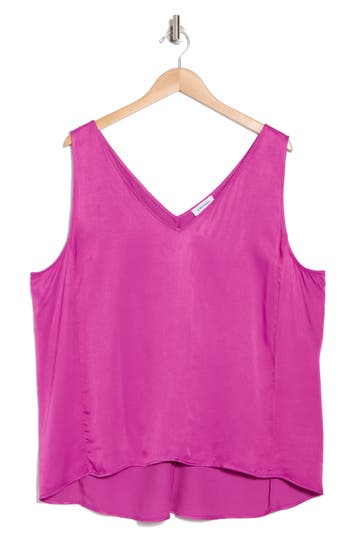 Nordstrom Double V-neck Tank In Pink Wild Aster