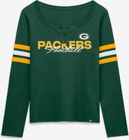 FANATICS Women's Fanatics Green Green Bay Packers Team First Coverage Scheme Lace-Up Long Sleeve T-Shirt