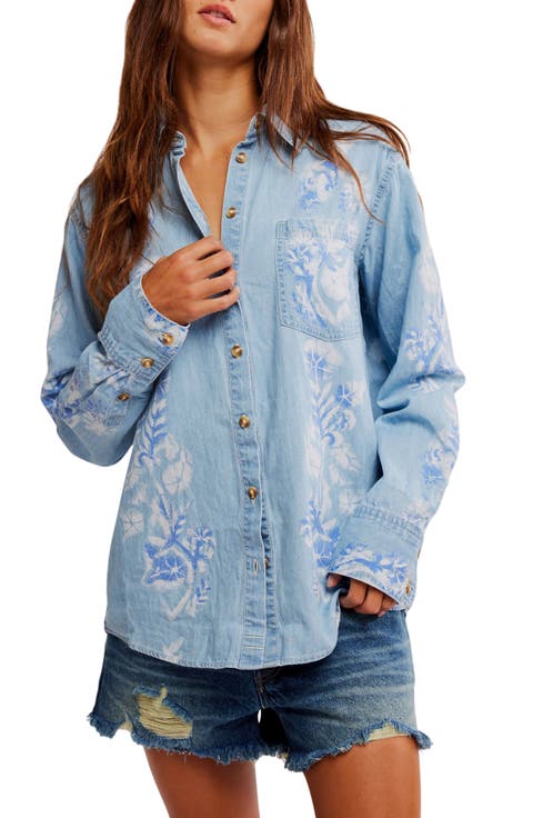 Airbrushed Blossom Denim Shirt