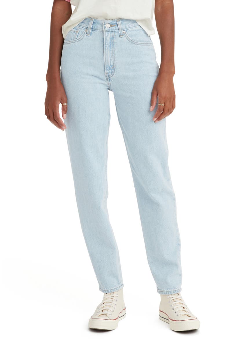 '80s High Waist Tapered Mom Jeans, Main, color, LIGHT SUGAR