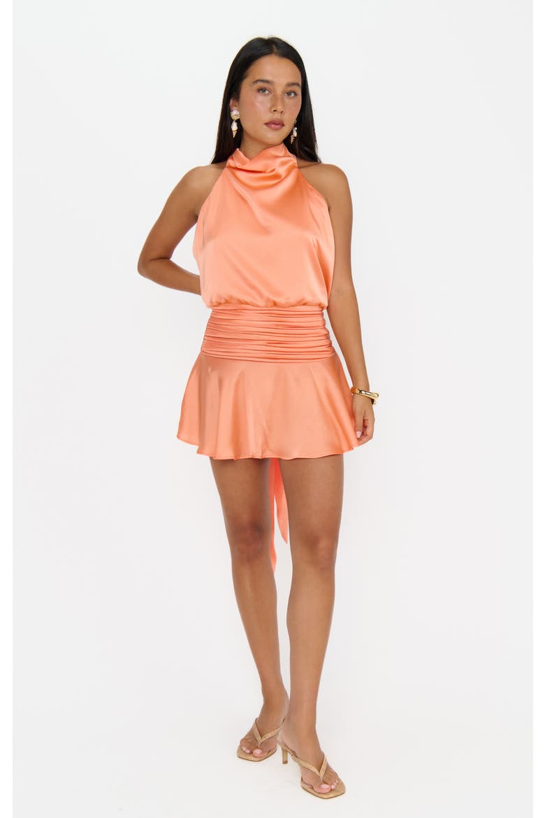 Brynn Mini Dress, Alternate, color, Cantaloupe Luxe Satin