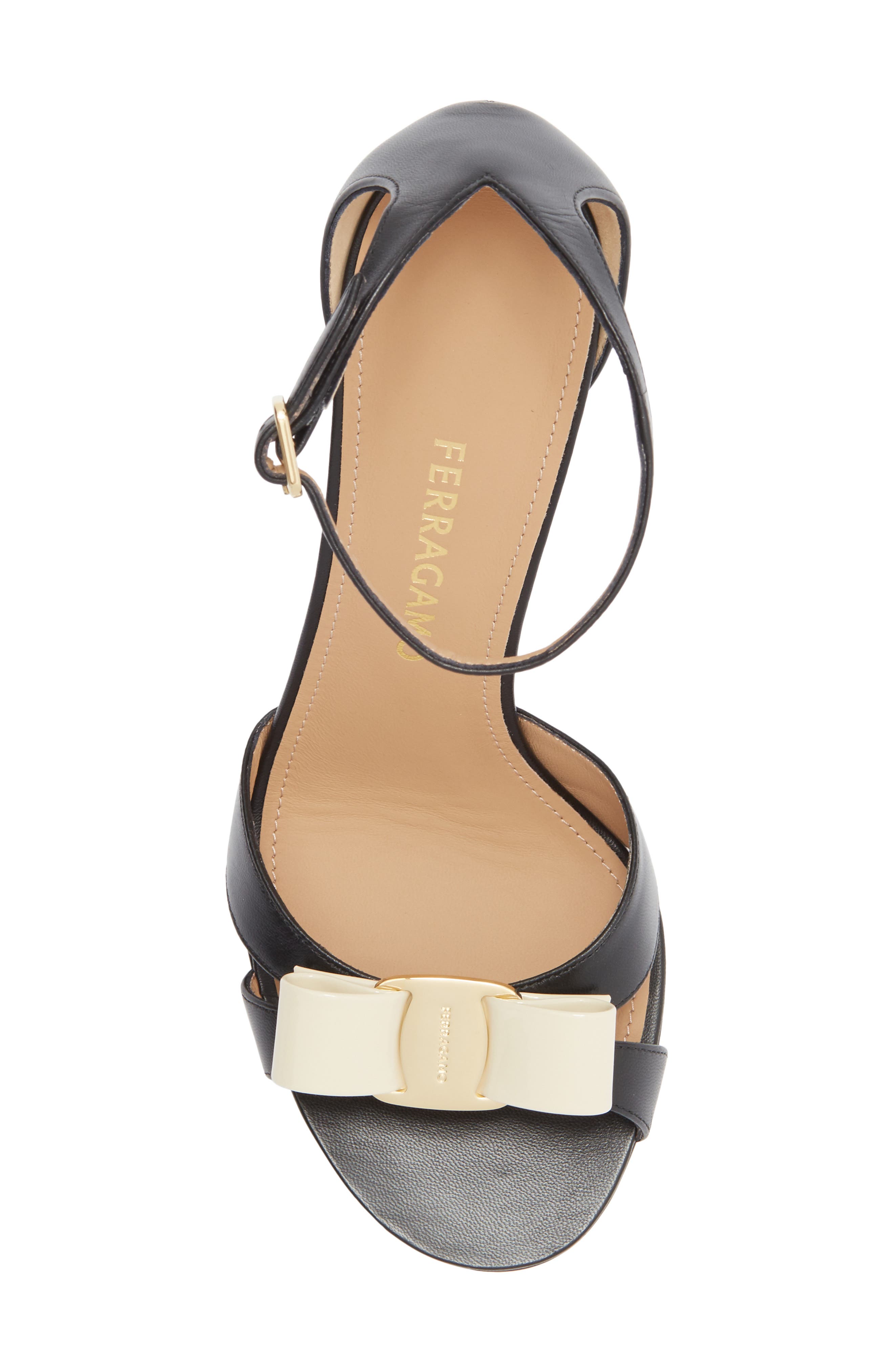 FERRAGAMO Roxy Vara Bow Ankle Strap Sandal, Alternate, color, Nero Biscotto Mascarpone
