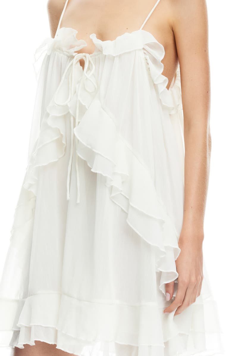 LIONESS Ethereal Ruffle Chiffon Minidress, Alternate, color, Pearl