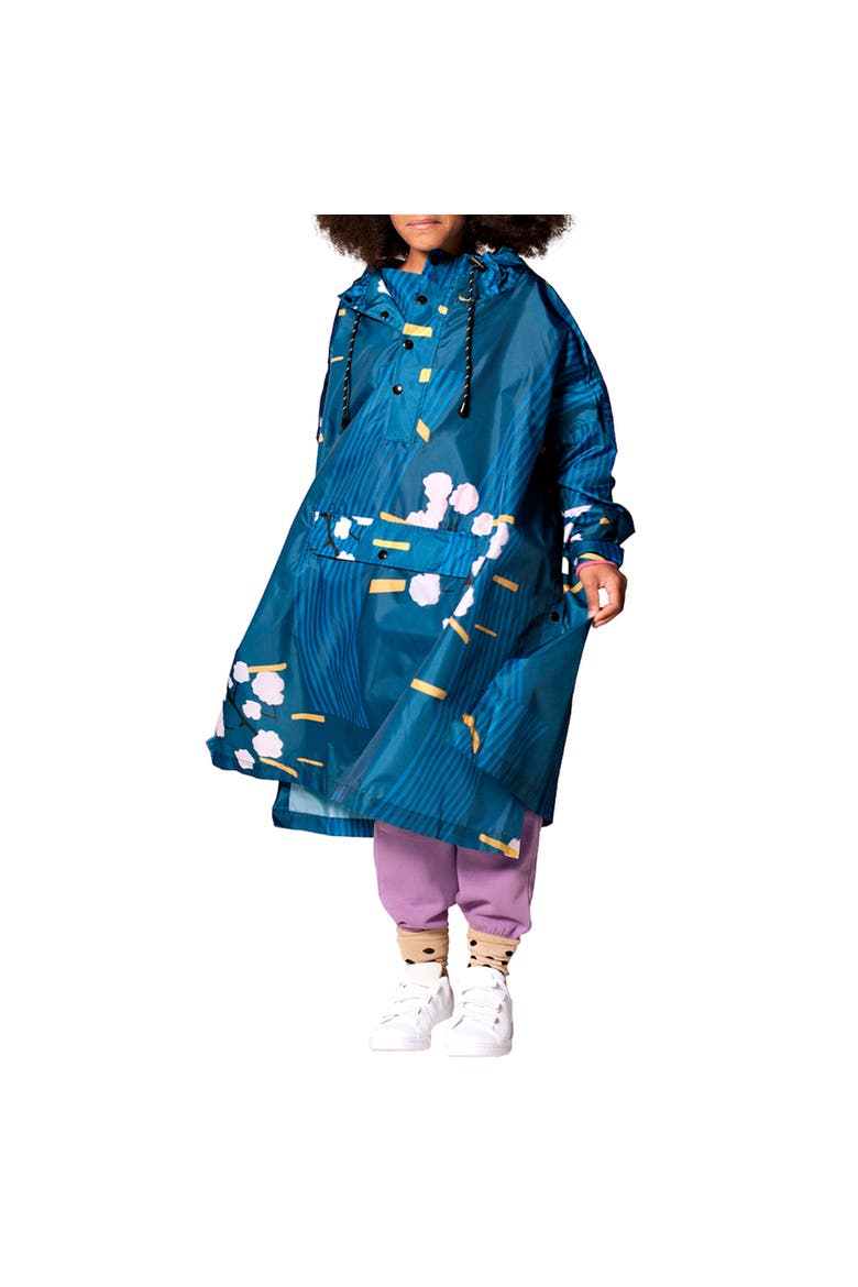 Kids Rain Poncho Japanese Blossom, Main, color, Blue