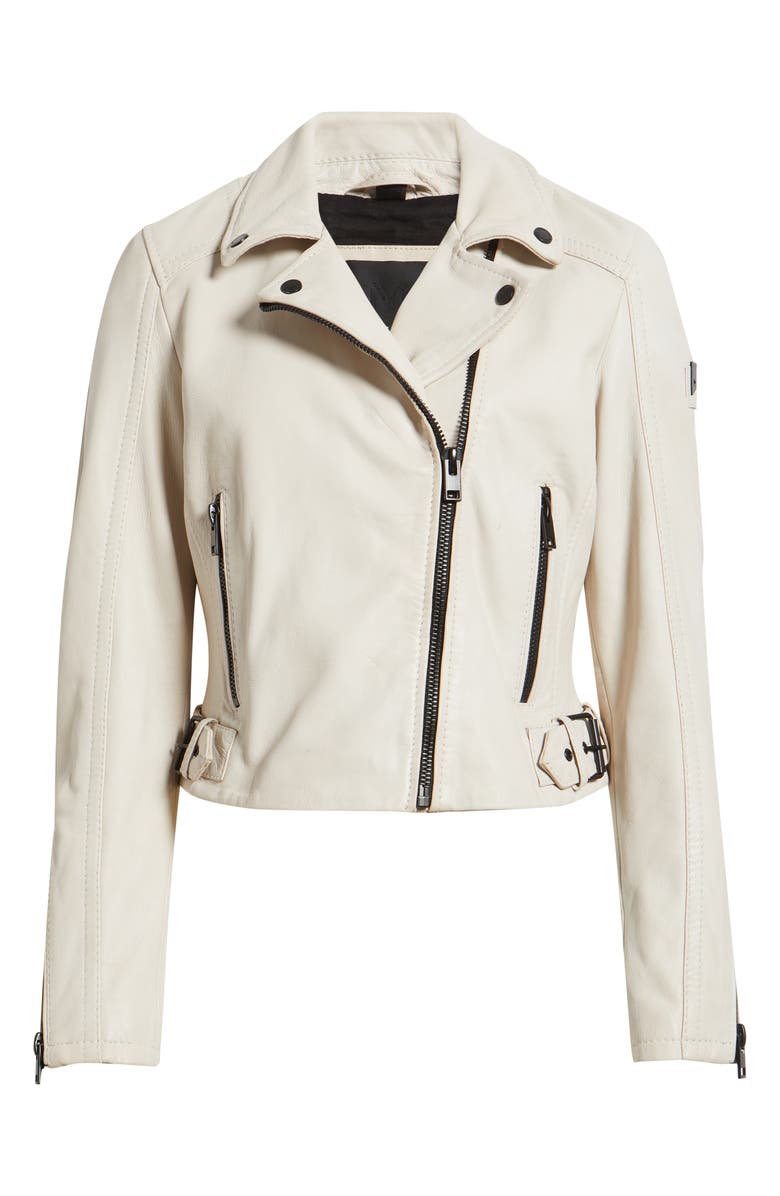 MAURITIUS Bita Leather Moto Jacket, Alternate, color, Offwhite