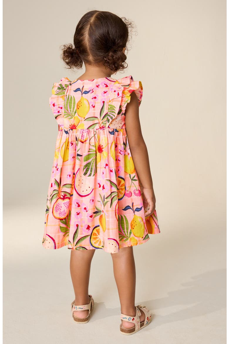 Kids' Fruit Print Cotton Frill Dress, Alternate, color, ORANGE