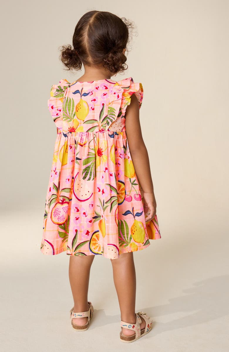 NEXT Kids' Fruit Print Cotton Frill Dress, Alternate, color, Orange