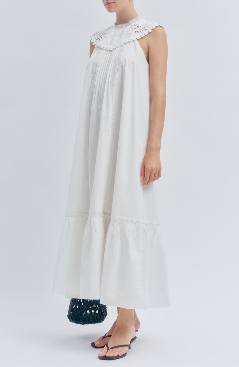 MAUDE CLUB Carrie Pintuck Pleat Sleeveless Dress, Alternate, color, White