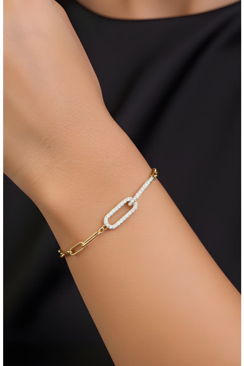Pave Paperclip Chain Bracelet, Alternate, color, Silver