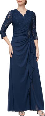 Alex Evenings Sequin Embroidery Empire Waist Gown