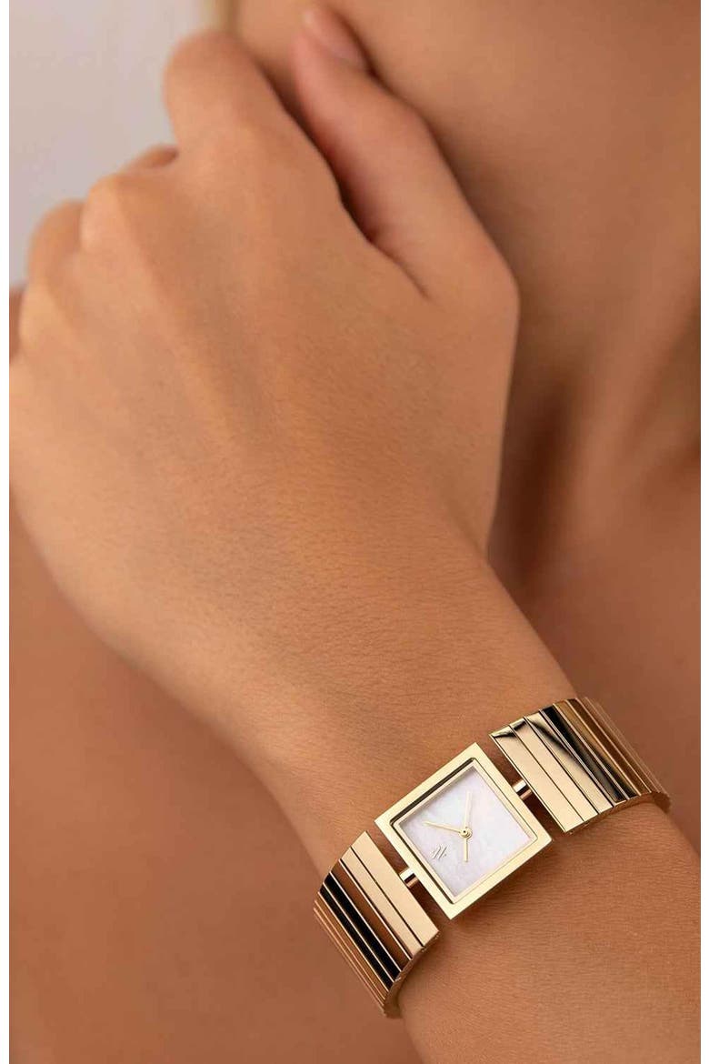 Linea Gemstone Watch, Alternate, color, White Pearl-Gold