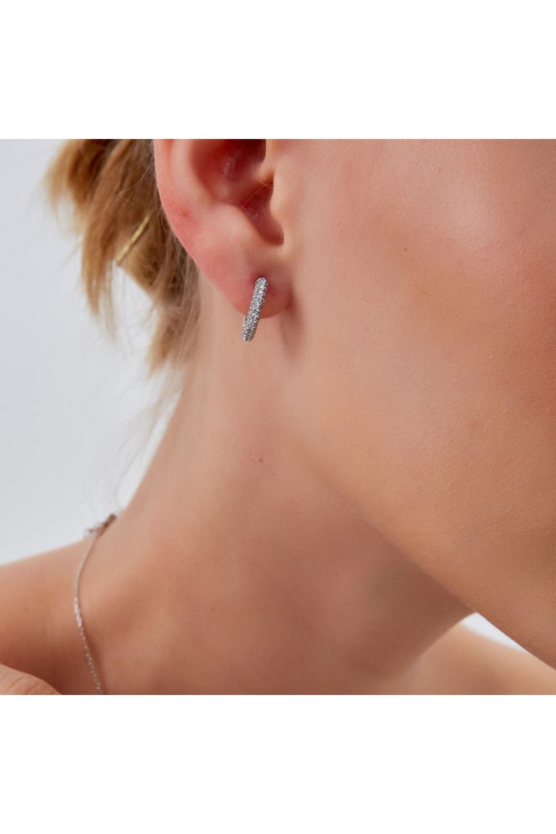 Pave Sterling Silver Hoop Earrings, Alternate, color, Silver