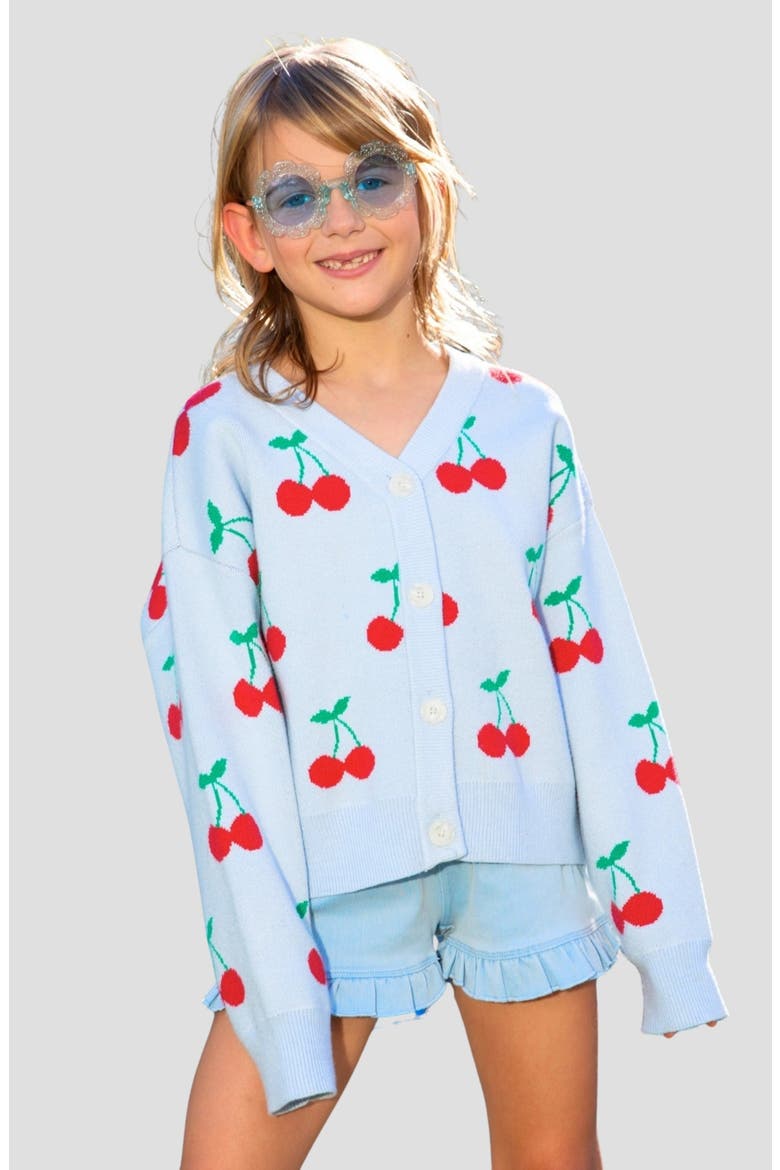 Kids' Yummy Cardigan, Alternate, color, LT BLUE CHERRY