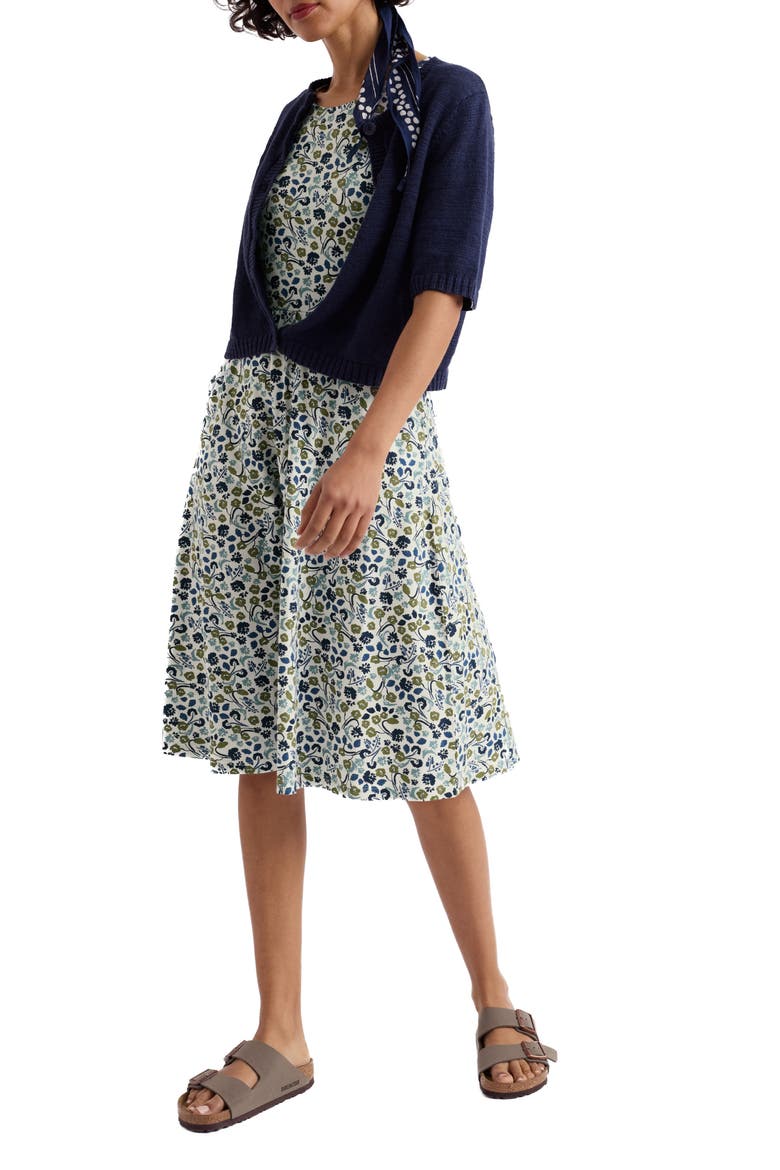 April Stretch Organic Cotton Fit & Flare Dress, Main, color, PIN CUSHION PROTEA CHALK