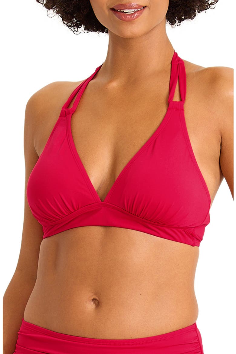 Double Strap Halter Bikini Top, Main, color, ROSSO VIVO