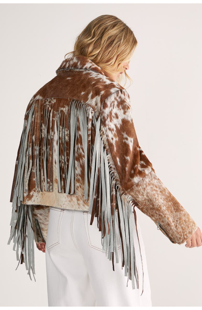 NASTY GAL Zip Through Fringe Jacket, Alternate, color, Brown