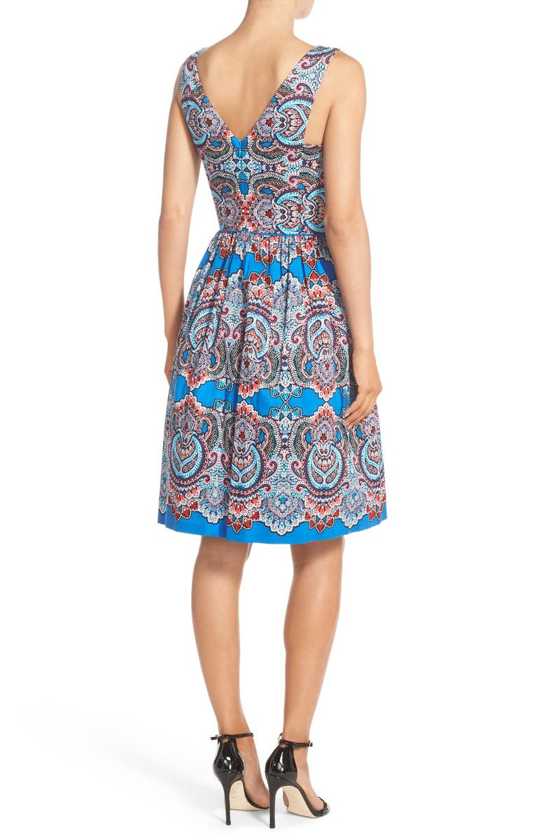 Maggy London Print Sateen Fit & Flare Dress, Alternate, color,