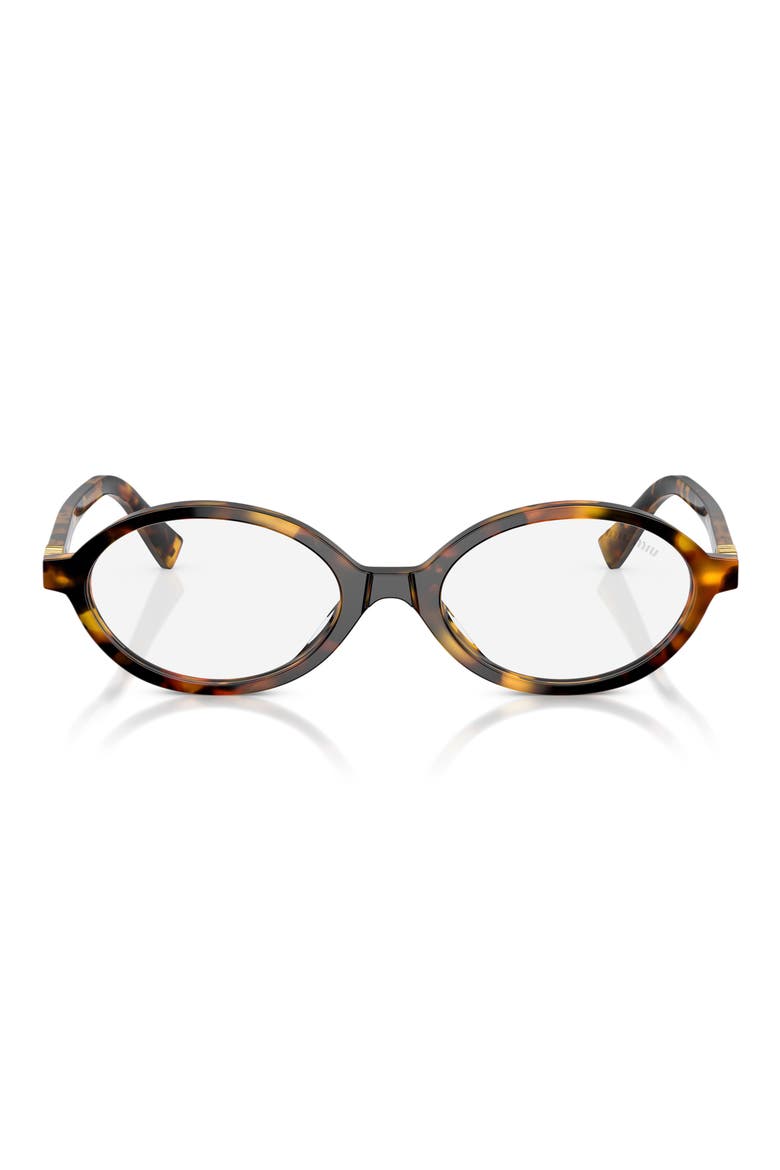 50mm Oval Sunglasses, Main, color, HONEY HAVANA / CLEAR BLUE LIGHT FILTER