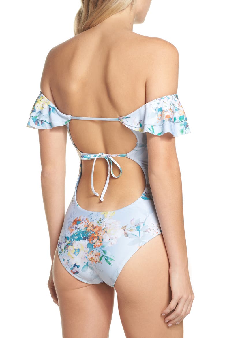 Femme Flora One-Piece Swimsuit, Alternate, color, BLUE MULTI