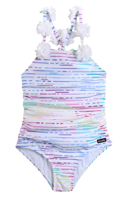 Ava & Yelly Kids' Flower Trim One-piece Swimsuit