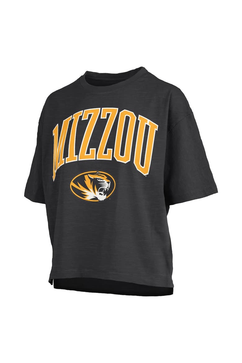 Women's Pressbox Black Missouri Tigers Nelson Arch Over Logo Waist Length Oversized Slub T-Shirt, Alternate, color, Black