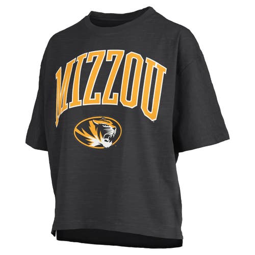 Pressbox Black Missouri Tigers Nelson Arch Over Logo Waist Length Oversized Slub T-shirt In Black