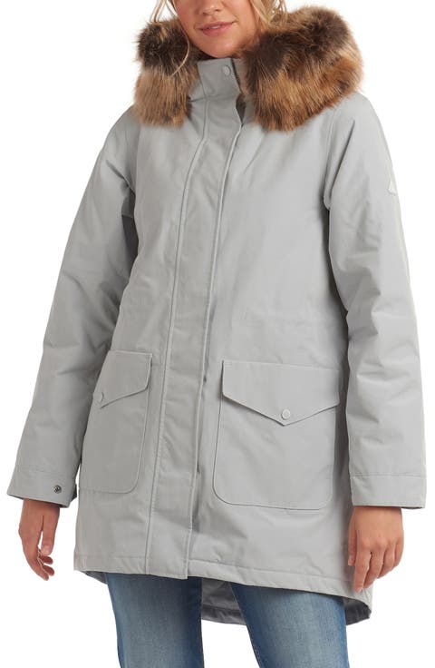 Swanage Waterproof Hooded Raincoat with Faux Fur Trim