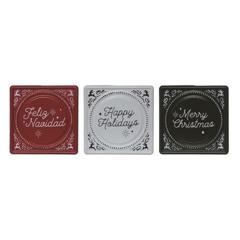 Metal Embossed Holiday Sign Set of 3 Christmas Decor