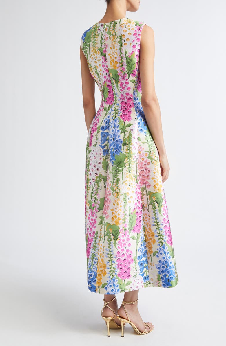 Oscar de la Renta Foxglove Jacquard Cocktail Dress, Alternate, color, Ecru Multi