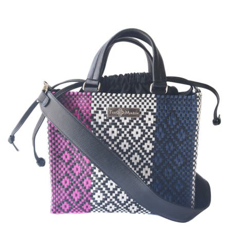 Bloom Medium Woven Crossbody Drawstring Bag