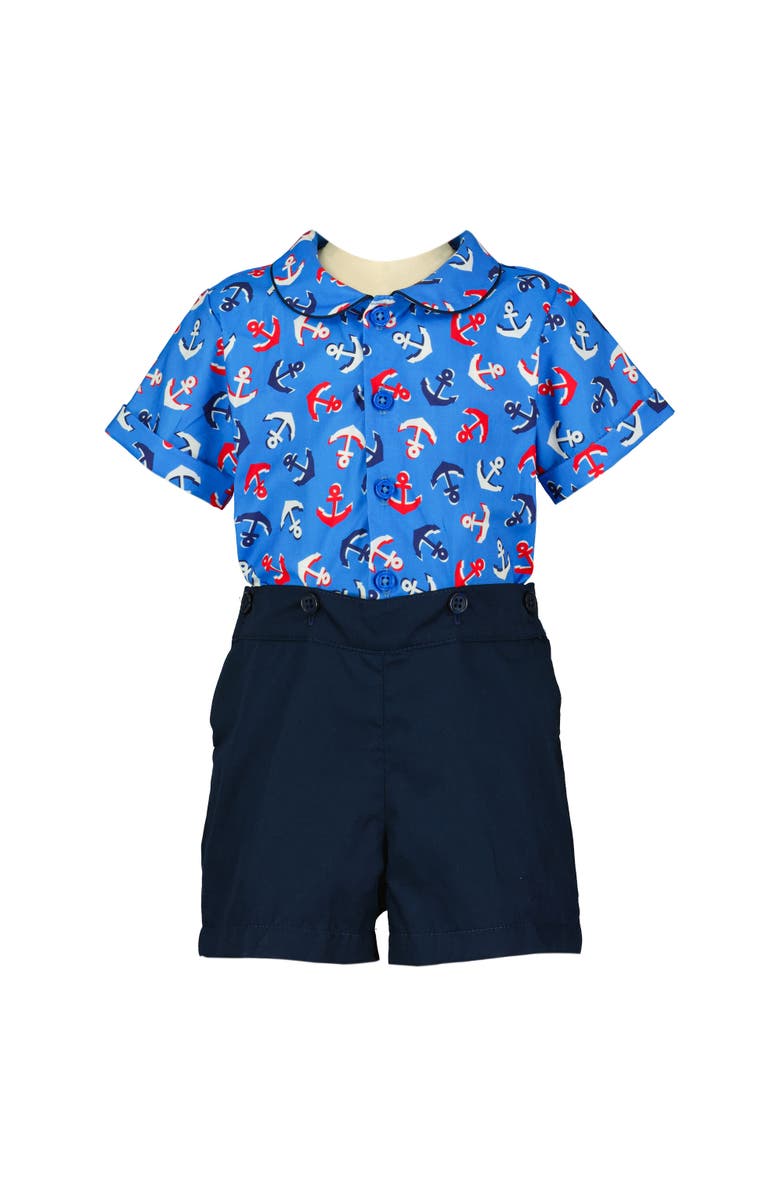 Rachel Riley Anchor Shirt & Short Set, Main, color, 