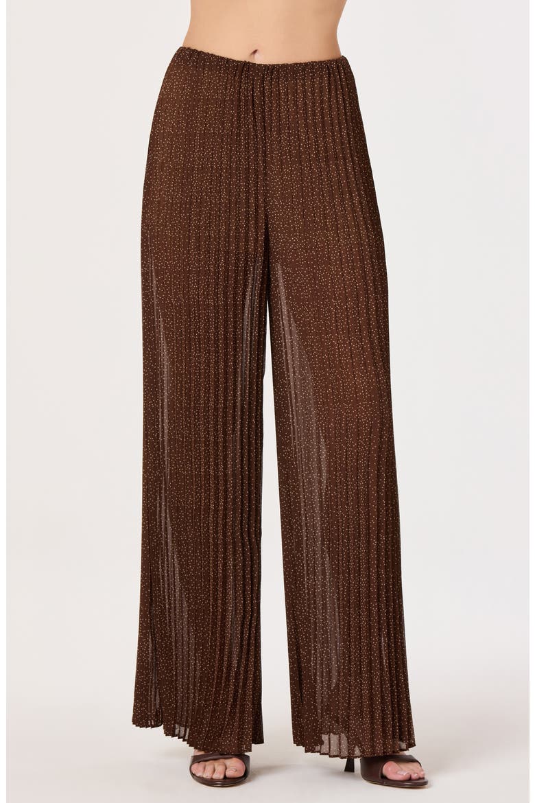 Janesa Plissé Wide Leg Pants, Alternate, color, BROWN POLKADOT