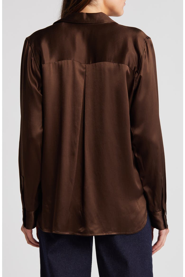 Nissa Satin Button-Up Shirt, Alternate, color, MOSS