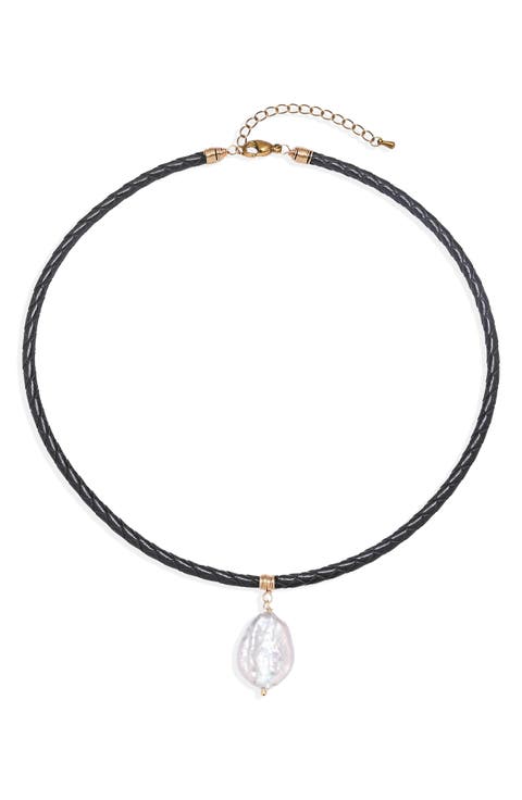 Emilia Corded Imitation Pearl Pendant Necklace