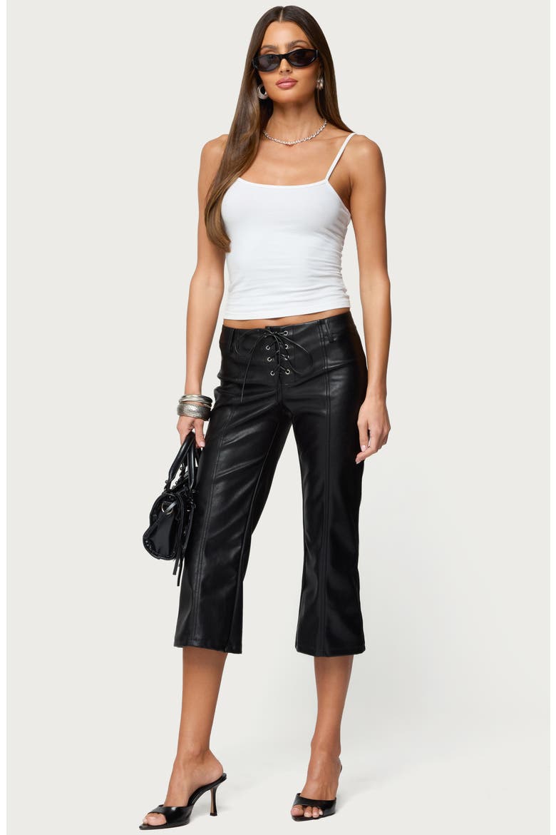 Lexy Faux Leather Capri Pants, Alternate, color, BLACK