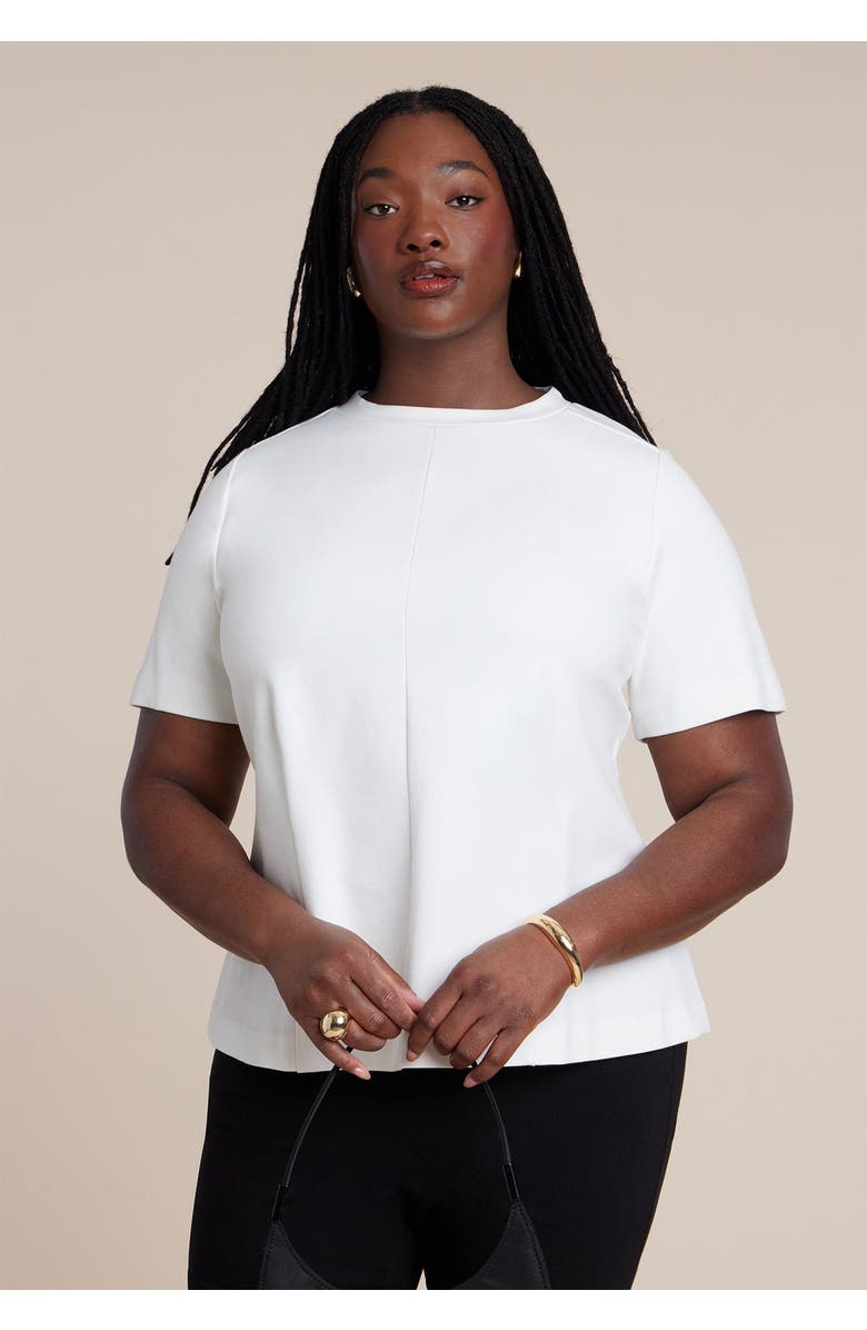 ELOQUII Seamed Flared Top, Main, color, Jet Stream