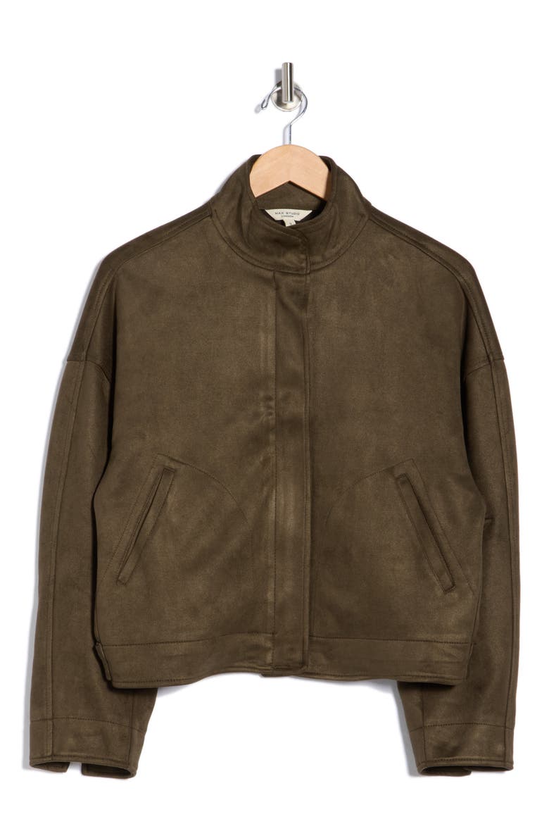 Faux Suede Full Zip Jacket, Alternate, color, LODEN-LODEN