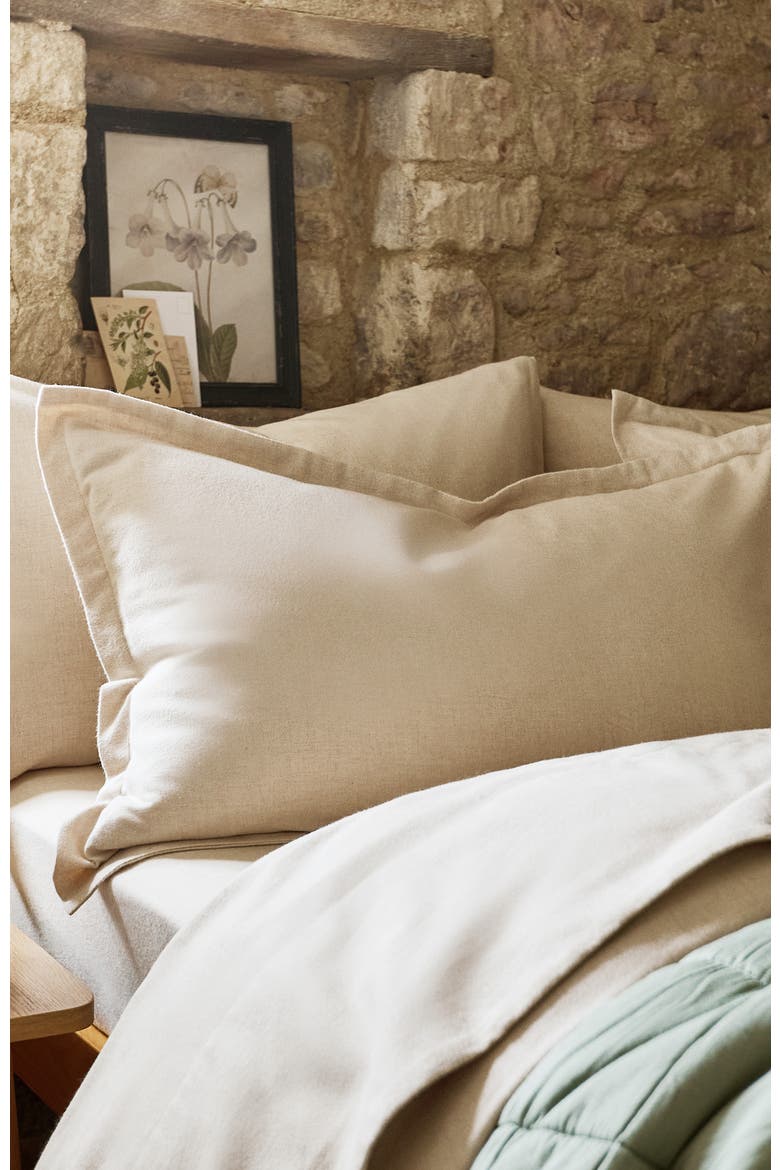 Flannel Marl Brushed Cotton Pillow Sham Pairs, Alternate, color, Oat