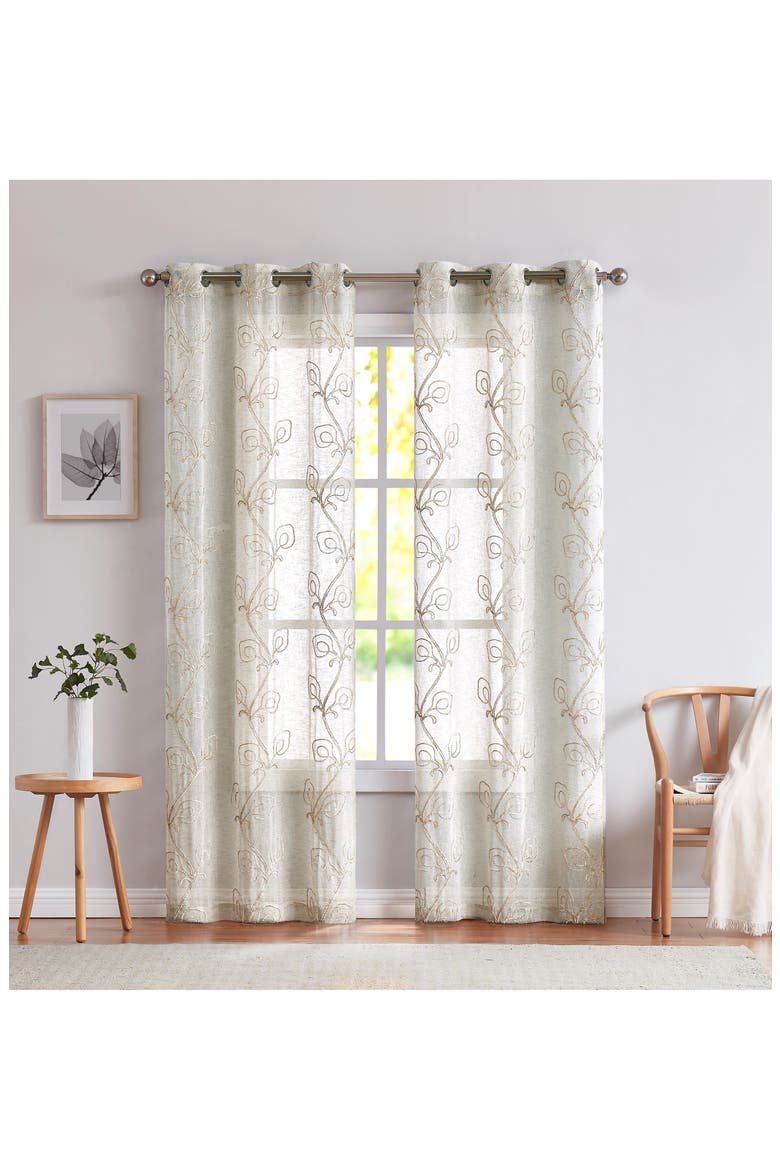 Set of 2 Sheer Curtain Panels, Main, color, LINEN